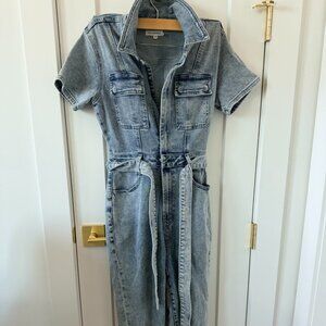 Good American Light Wash Denim Jumpsuit